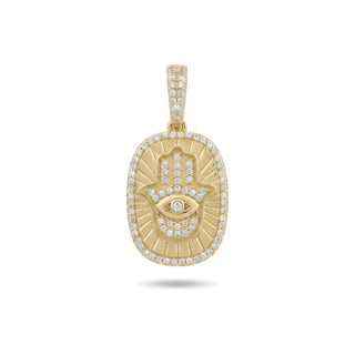 Hamsa Medallion with Evil Eye Moissanite Pendant view 5