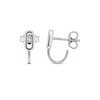 Paperclip Link Moissanite J-Hoop Earrings in sterling silver