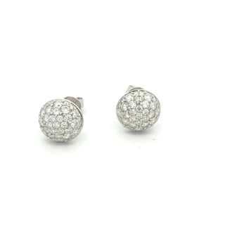 Pavé ball moissanite stud earrings in sterling silver