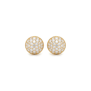 Pavé ball moissanite stud earrings in yellow gold vermeil over sterling silver