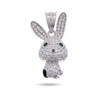 Pavé Bunny with Black Accents Moissanite Pendant in sterling silver