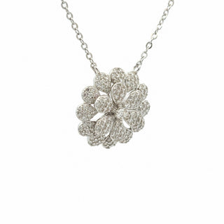 Pavé double-layer flower moissanite necklace in sterling silver