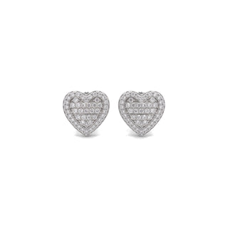 Pavé heart moissanite stud earrings in sterling silver