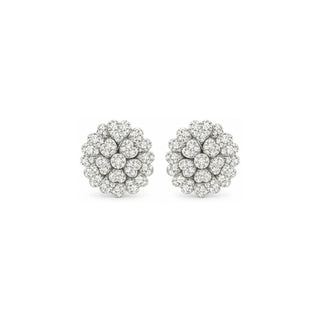 Pavé heart petal flower moissanite stud earrings in sterling silver