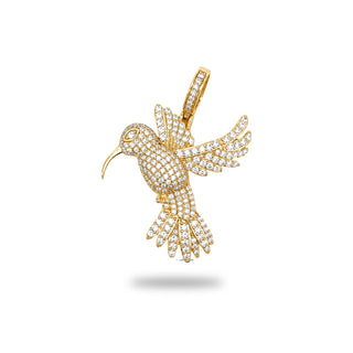 Pavé Hummingbird Moissanite Pendant in gold vermeil