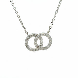 Pavé interlocking circles moissanite necklace in sterling silver