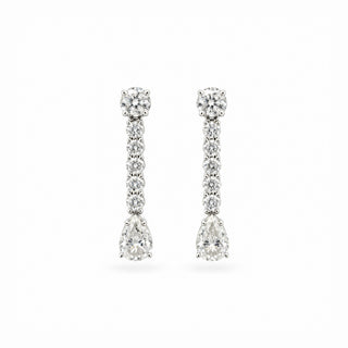 Pavé line pear drop moissanite earrings in sterling silver