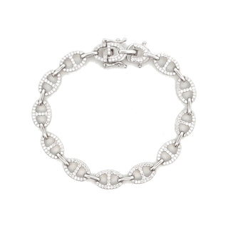 Pavé Mariner Link Moissanite Bracelet in Sterling Silver