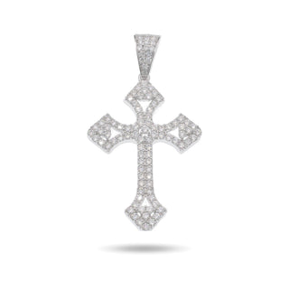 Pavé Pointed-Tip Cross Moissanite Pendant in sterling silver