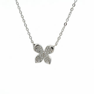 Pavé polished edge butterfly moissanite necklace in sterling silver, view 2