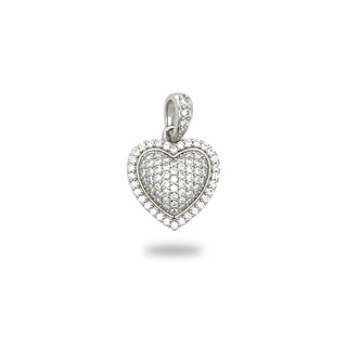 Pavé puffed heart with halo moissanite pendant in sterling silver, view 2
