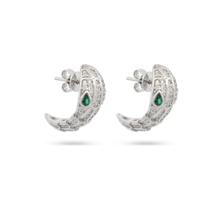 Pave Serpent Head Moissanite Earrings in sterling silver