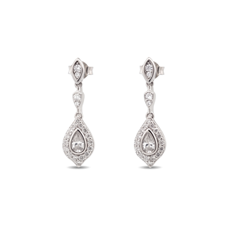 Pavé teardrop dangle moissanite earrings in sterling silver