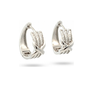 Pave X crossover moissanite earrings in sterling silver