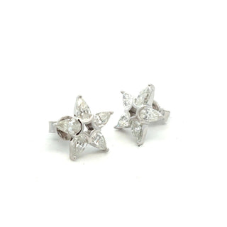 Pear-cut star moissanite stud earrings in sterling silver
