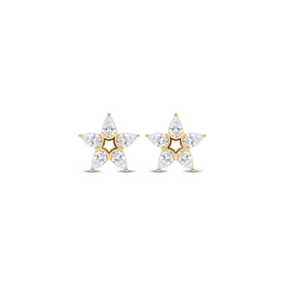 Pear-cut star moissanite stud earrings in yellow gold vermeil over sterling silver