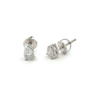 Pear solitaire moissanite stud earrings in sterling silver