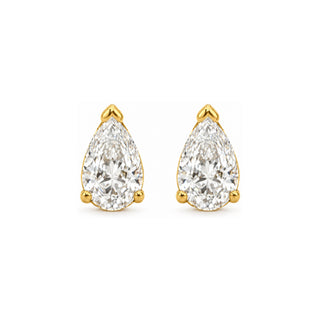 Pear solitaire moissanite stud earrings in yellow gold vermeil over sterling silver