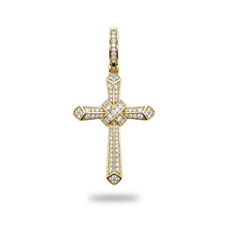 Pointed Cross with Wrapped X Center Moissanite Pendant.
