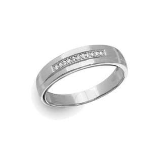 Polished Band with Single Pavé Bar Moissanite Ring in sterling silver