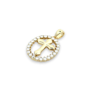 Polished Cross with Pavé Oval Halo Moissanite Pendant view 5