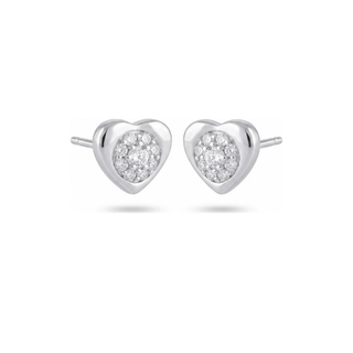Polished Heart Cluster Moissanite Stud Earrings in sterling silver