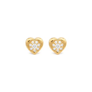 Polished Heart Cluster Moissanite Stud Earrings in yellow gold vermeil