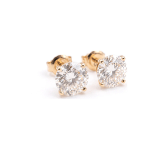 Portuguese cut moissanite stud earrings in yellow gold vermeil over 925 sterling silver
