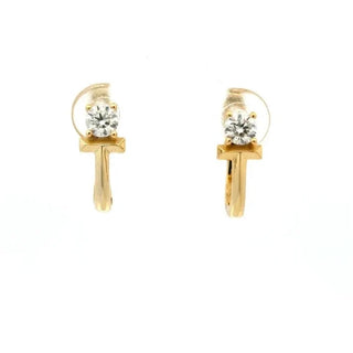Prong-set solitaire moissanite huggie earrings in yellow gold vermeil over sterling silver