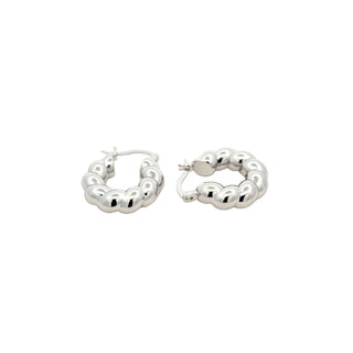 Puffed Twist Hoop Earrings in sterling silver
