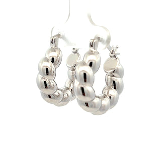 Puffed Twist Hoop Earrings in sterling silver, view 2
