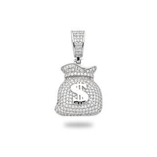1.3ct Puffy Money Bag with Dollar Sign Moissanite Pendant view 2