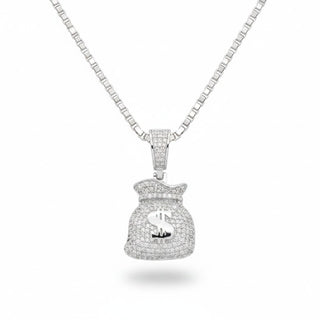1.3ct Puffy Money Bag with Dollar Sign Moissanite Pendant view 5