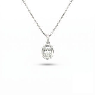 Radiant-Cut Bezel-Set Solitaire Moissanite Pendant in sterling silver