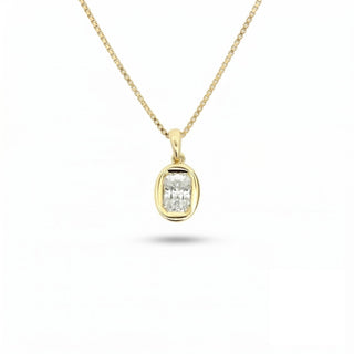 Radiant-Cut Bezel-Set Solitaire Moissanite Pendant in gold vermeil