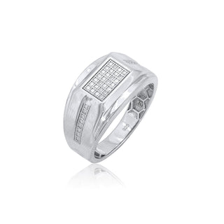 Rectangle Pavé Top with Channel-Set Sides Moissanite Ring in sterling silver