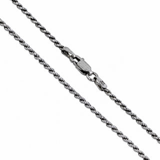 Superior Silver 2.3mm oxidized 925 sterling silver rope chain with a secure lobster clasp closure.