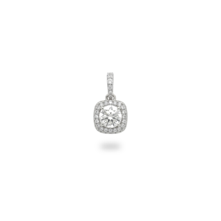 Round-Cut Cushion Double Halo Moissanite Pendant