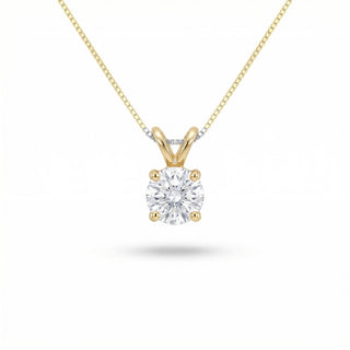 Round-Cut Four-Prong Basket Solitaire Moissanite Pendant in Sterling Silver on chain