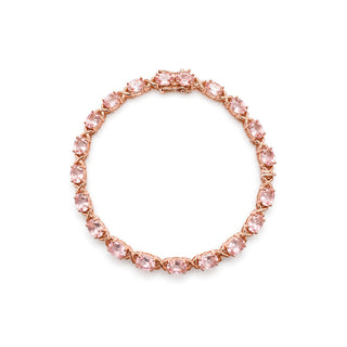 Round cut morganite tennis bracelet in sterling silver