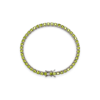 Round cut peridot tennis bracelet in sterling silver
