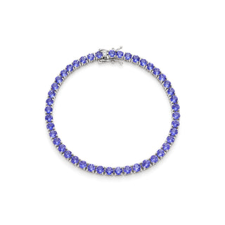 Round cut tanzanite tennis bracelet in sterling silver