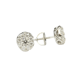Round Halo Infinity Gallery Moissanite Stud Earrings in sterling silver