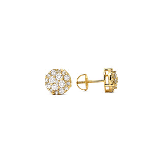 Round multi-stone cluster moissanite stud earrings in sterling silver