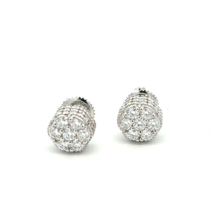 Round pavé cluster moissanite stud earrings in sterling silver