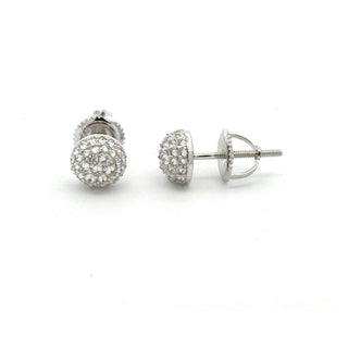 Round pavé halo cluster moissanite stud earrings in sterling silver