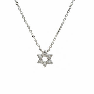 Round stone star of david moissanite necklace in sterling silver