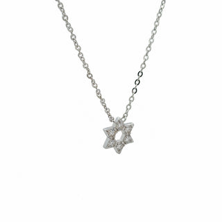 Round stone star of david moissanite necklace in sterling silver, view 2