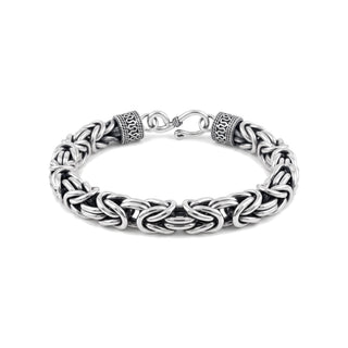 Rounded Byzantine Link Rhodium over 925 Sterling Silver 7inch/6.0mm