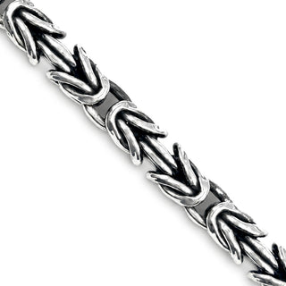 Superior Silver 6mm rounded Byzantine link bracelet in polished rhodium over 925 sterling silver